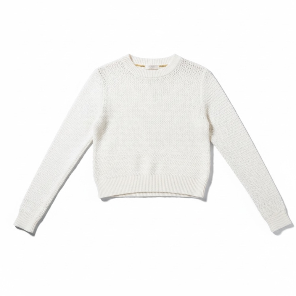 Club Monaco 100% Cotton Knit Sweater Minimal Classic Ralph Lauren Era Ivory Sz S